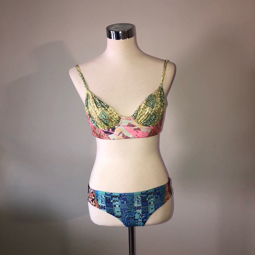 Maaji Multi Color Reversible Bikini Set Tie Back - image 1